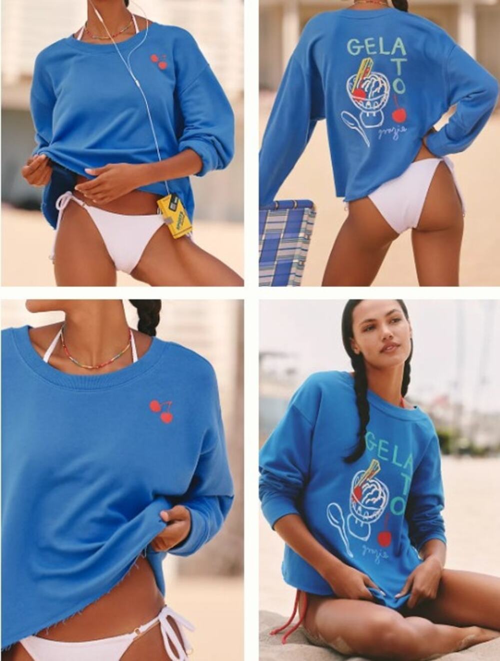 Celandine Jordan Nickson Graphic Sweatshirt Womens S Blue Gelato Anthro Crop